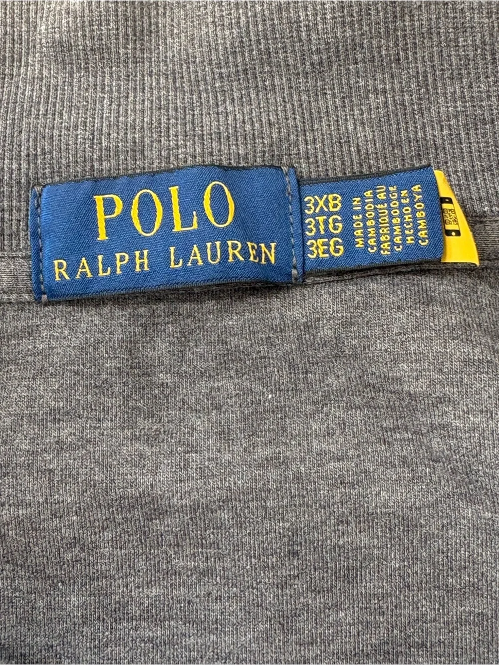 Polo Ralph Lauren Men’s Size 3XL 1/4 Zip Pullover Sweater In Gray Black Logo